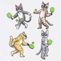Cats Playing Pickleball Garment-Dyed Sweatshirt