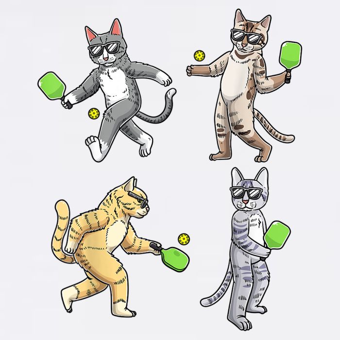 Cats Playing Pickleball Garment-Dyed Sweatshirt