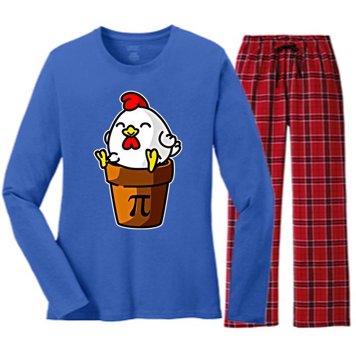 Chicken Pot Pie Pi Day Mathematics Pun Math Teacher Meaningful Gift Cute Gift Women's Long Sleeve Flannel Pajama Set 