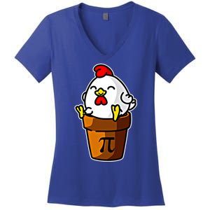 Chicken Pot Pie Pi Day Mathematics Pun Math Teacher Meaningful Gift Cute Gift Women's V-Neck T-Shirt