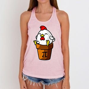 Chicken Pot Pie Pi Day Mathematics Pun Math Teacher Meaningful Gift Cute Gift Women's Knotted Racerback Tank