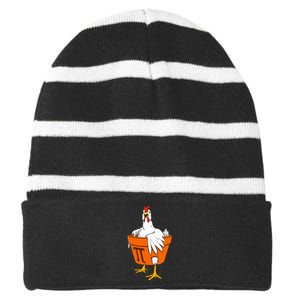 Chicken Pot Pi Day Math Teacher Gift Striped Beanie with Solid Band