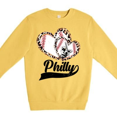 Cute Philly Philadelphia Baseball Hearts Premium Crewneck Sweatshirt