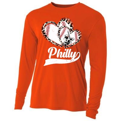 Cute Philly Philadelphia Baseball Hearts Cooling Performance Long Sleeve Crew