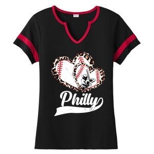 Cute Philly Philadelphia Baseball Hearts Ladies Halftime Notch Neck Tee