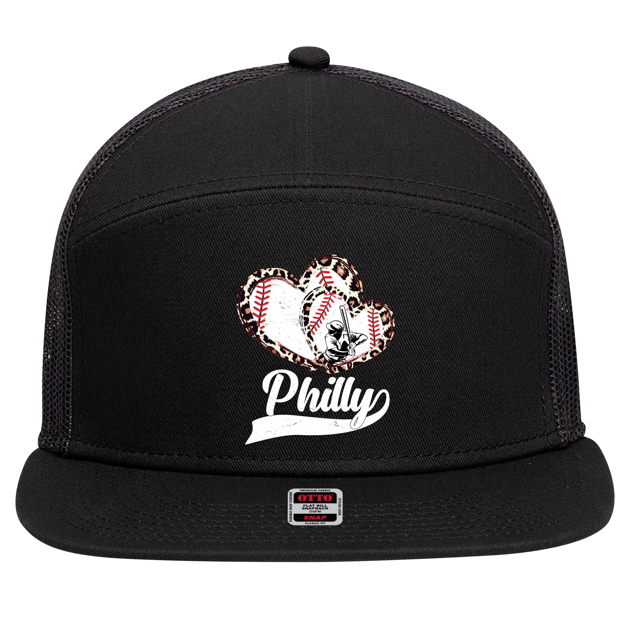 Cute Philly Philadelphia Baseball Hearts 7 Panel Mesh Trucker Snapback Hat