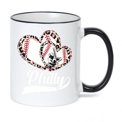 Cute Philly Philadelphia Baseball Hearts 11oz Black Color Changing Mug