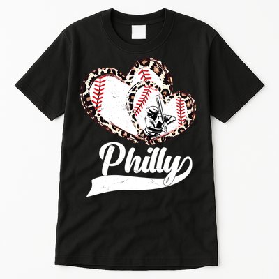 Cute Philly Philadelphia Baseball Hearts Tall T-Shirt