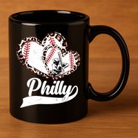 Cute Philly Philadelphia Baseball Hearts 11oz C Handle Ceramic Mug