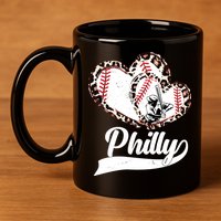 Cute Philly Philadelphia Baseball Hearts 11oz C Handle Ceramic Mug