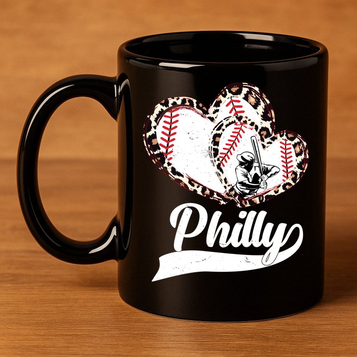 Cute Philly Philadelphia Baseball Hearts 11oz C Handle Ceramic Mug