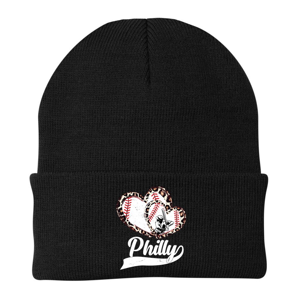 Cute Philly Philadelphia Baseball Hearts Beanie