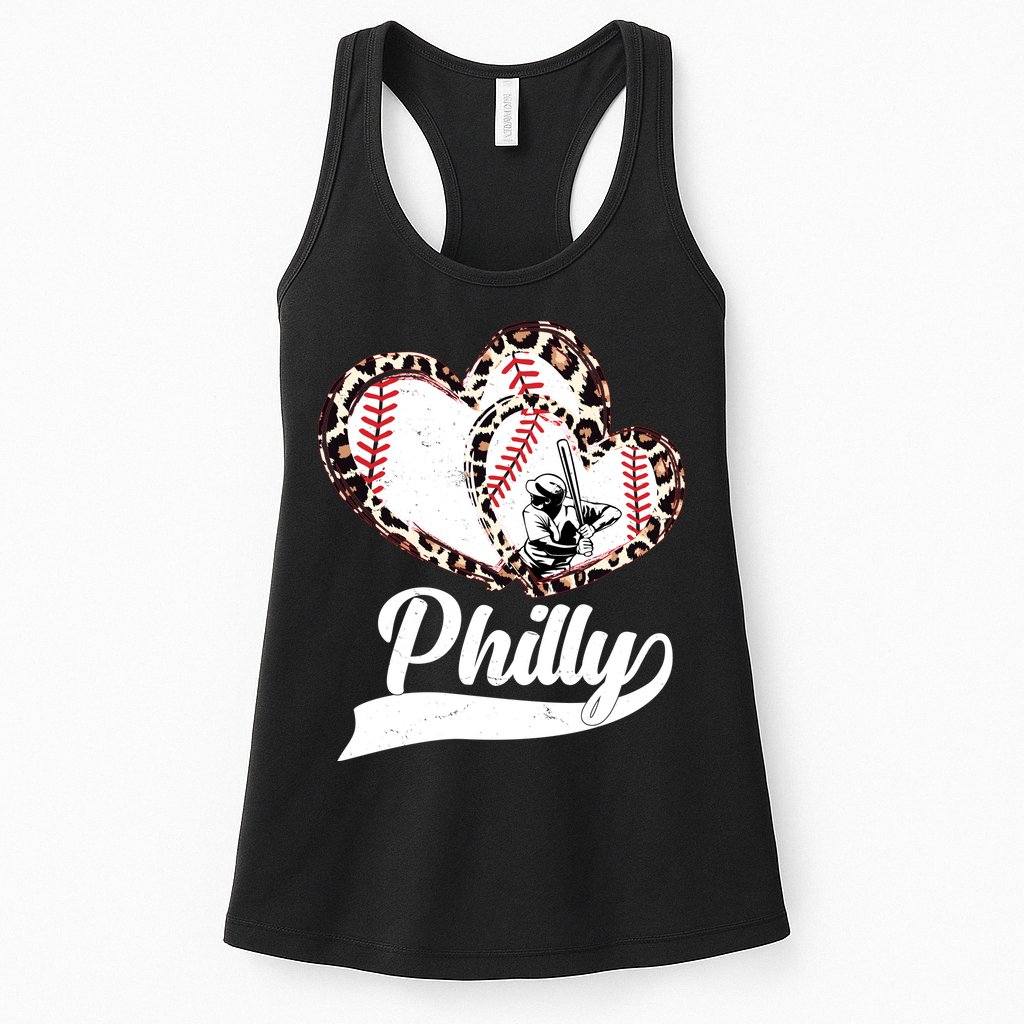 Cute Philly Philadelphia Baseball Hearts Womens Tank Top