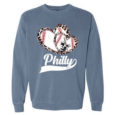 Cute Philly Philadelphia Baseball Hearts Garment-Dyed Sweatshirt