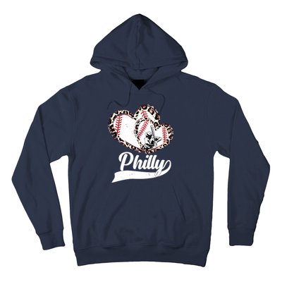 Cute Philly Philadelphia Baseball Hearts Hoodie