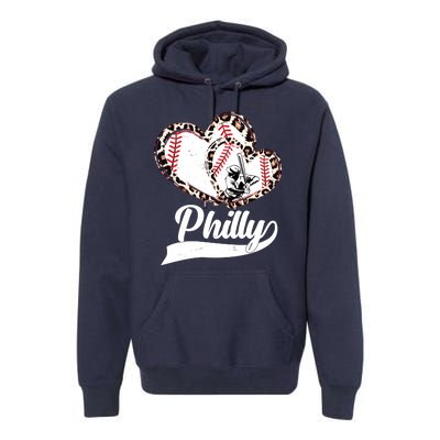 Cute Philly Philadelphia Baseball Hearts Premium Hoodie