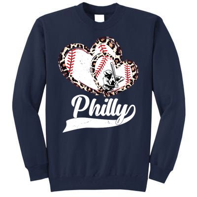 Cute Philly Philadelphia Baseball Hearts Tall Sweatshirt