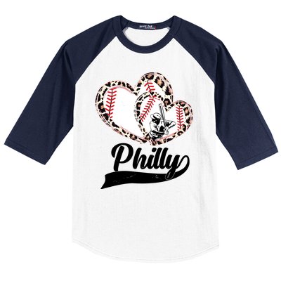 Cute Philly Philadelphia Baseball Hearts Baseball Sleeve Shirt