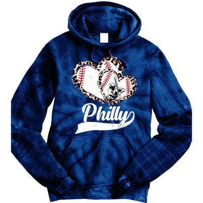 Cute Philly Philadelphia Baseball Hearts Tie Dye Hoodie