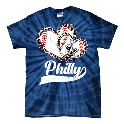 Cute Philly Philadelphia Baseball Hearts Tie-Dye T-Shirt