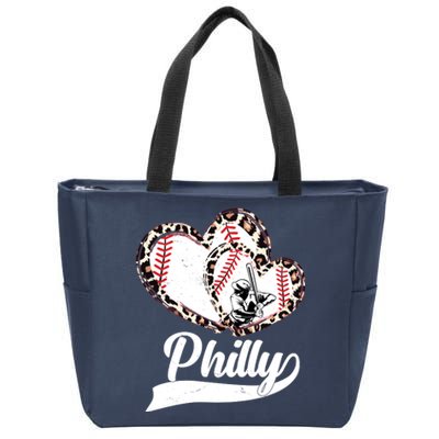 Cute Philly Philadelphia Baseball Hearts Zip Tote Bag