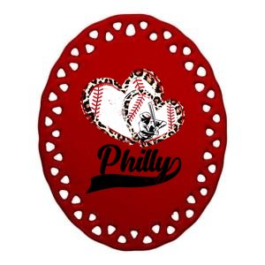 Cute Philly Philadelphia Baseball Hearts Ceramic Oval Ornament