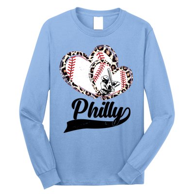 Cute Philly Philadelphia Baseball Hearts Long Sleeve Shirt