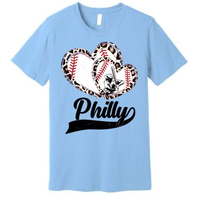 Cute Philly Philadelphia Baseball Hearts Premium T-Shirt