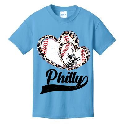 Cute Philly Philadelphia Baseball Hearts Kids T-Shirt