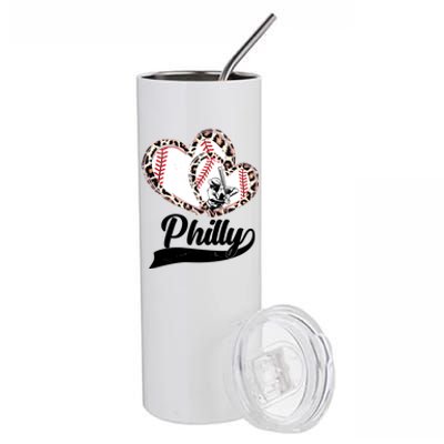 Cute Philly Philadelphia Baseball Hearts Stainless Steel Tumbler