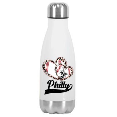 Cute Philly Philadelphia Baseball Hearts Stainless Steel Insulated Water Bottle