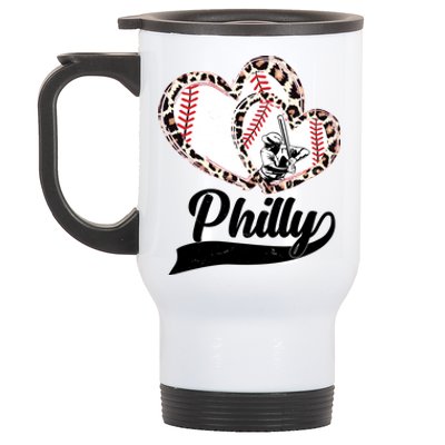 Cute Philly Philadelphia Baseball Hearts Stainless Steel Travel Mug