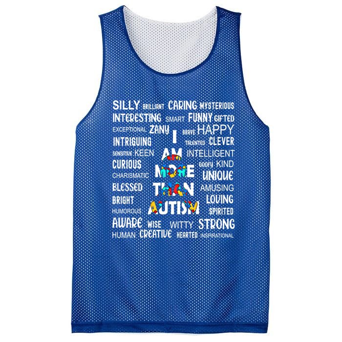 Colorful Puzzle Piece Ribbon I Am More Than Autism Awareness Gift Mesh Reversible Basketball Jersey Tank