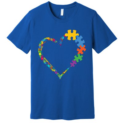 Colorful Puzzle Pieces Autism Awareness Autism Heart Gift Premium T-Shirt