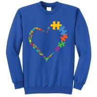 Colorful Puzzle Pieces Autism Awareness Autism Heart Gift Tall Sweatshirt