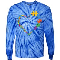 Colorful Puzzle Pieces Autism Awareness Autism Heart Gift Tie-Dye Long Sleeve Shirt