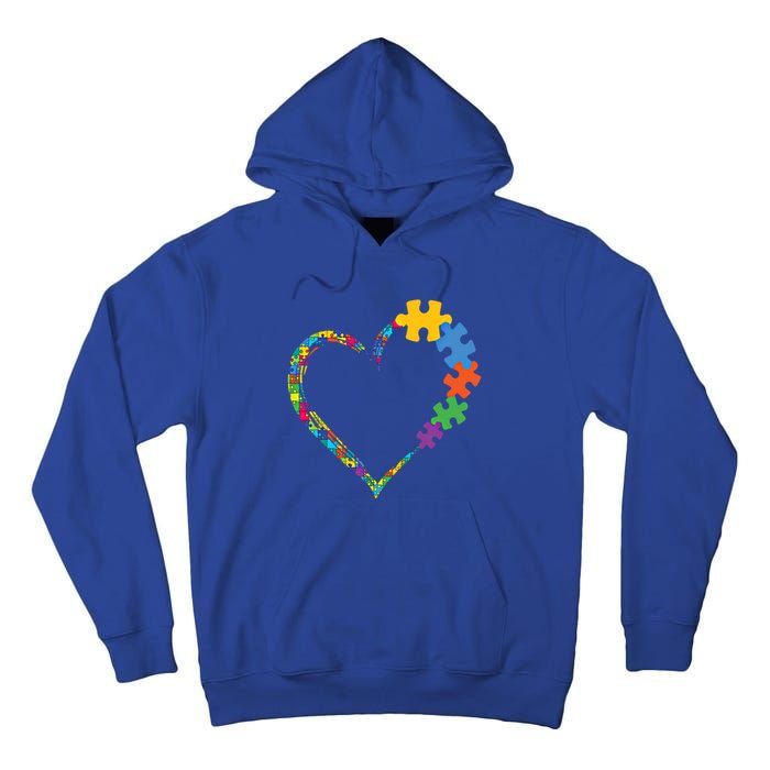 Colorful Puzzle Pieces Autism Awareness Autism Heart Gift Tall Hoodie