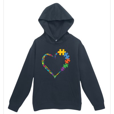 Colorful Puzzle Pieces Autism Awareness Autism Heart Gift Urban Pullover Hoodie