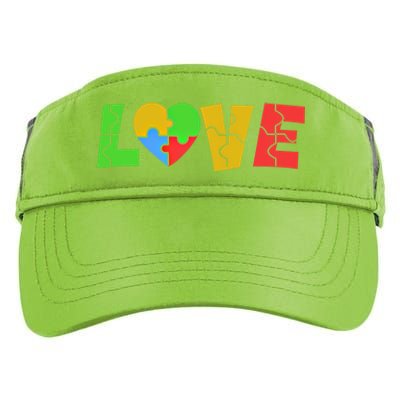 Colorful Puzzle Pieces Autism Awareness Coloured Love Heart Cool Gift Adult Drive Performance Visor