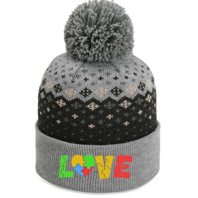 Colorful Puzzle Pieces Autism Awareness Coloured Love Heart Cool Gift The Baniff Cuffed Pom Beanie