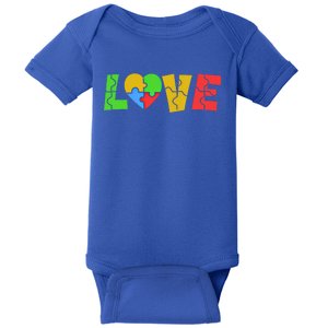 Colorful Puzzle Pieces Autism Awareness Coloured Love Heart Cool Gift Baby Bodysuit