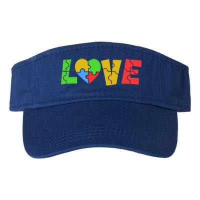 Colorful Puzzle Pieces Autism Awareness Coloured Love Heart Cool Gift Valucap Bio-Washed Visor