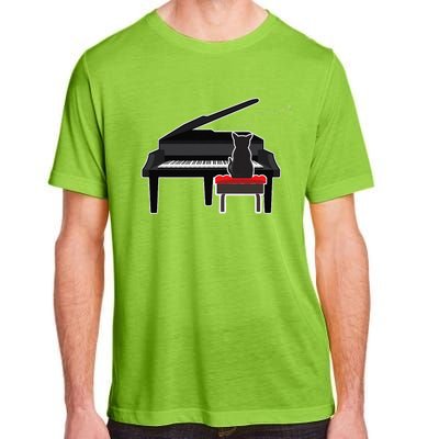 Cat Playing Piano Music Lover Funny Adult ChromaSoft Performance T-Shirt