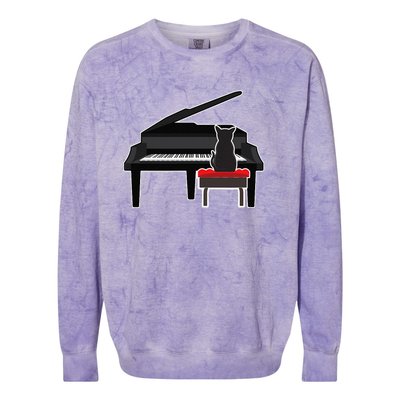 Cat Playing Piano Music Lover Funny Colorblast Crewneck Sweatshirt