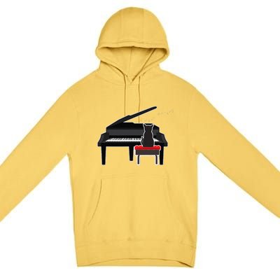 Cat Playing Piano Music Lover Funny Premium Pullover Hoodie