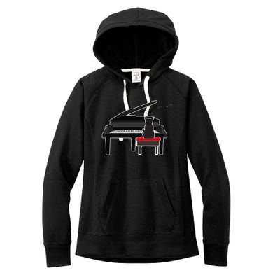 Cat Playing Piano Music Lover Funny Women's Fleece Hoodie