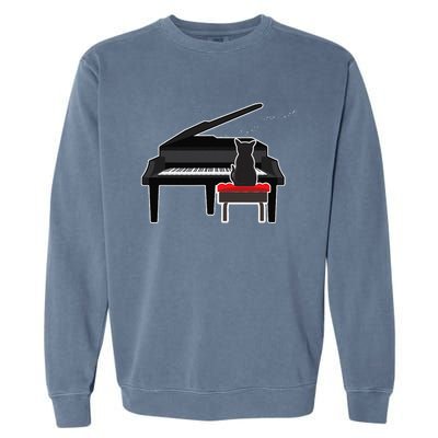 Cat Playing Piano Music Lover Funny Garment-Dyed Sweatshirt