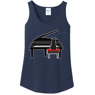 Cat Playing Piano Music Lover Funny Ladies Essential Tank