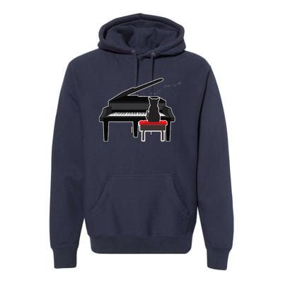 Cat Playing Piano Music Lover Funny Premium Hoodie