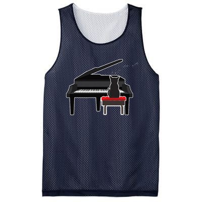 Cat Playing Piano Music Lover Funny Mesh Reversible Basketball Jersey Tank